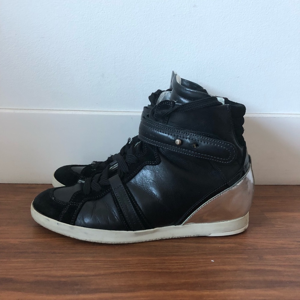 Barbara Bui Black Leather High-Top Sneakers